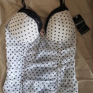 Y2K Vintage Rampage Black and White Polka Dot Corset